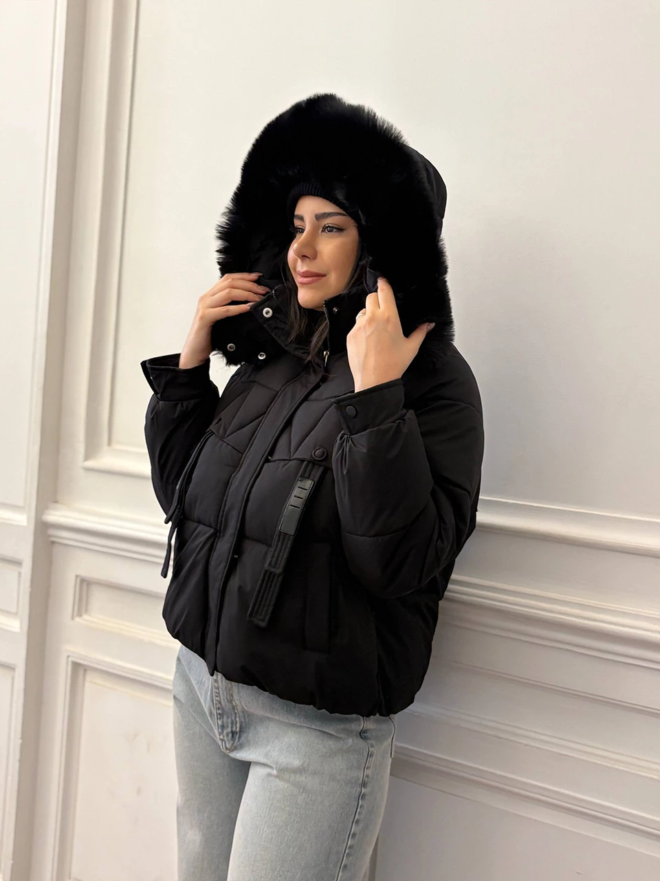 کاپشن میدی 8611 کلاه خزدار RY