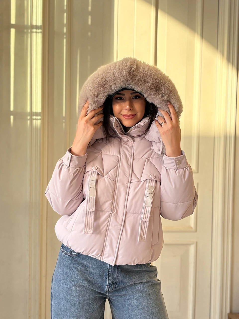 کاپشن میدی 8611 کلاه خزدار RY