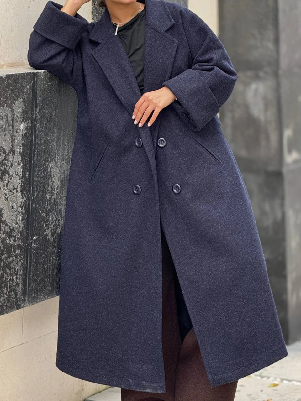 پالتو زنانه لانگ مدل فوتر پشت‌پاگن سرمه ای کد 71232