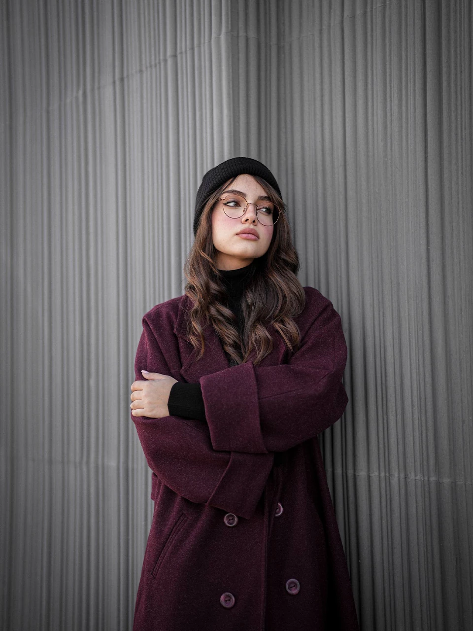 پالتو زنانه لانگ مدل فوتر پشت‌پاگن زرشکی کد 71232