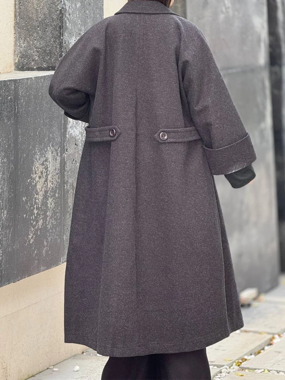 پالتو زنانه لانگ مدل فوتر پشت‌پاگن ذغالی کد 71232