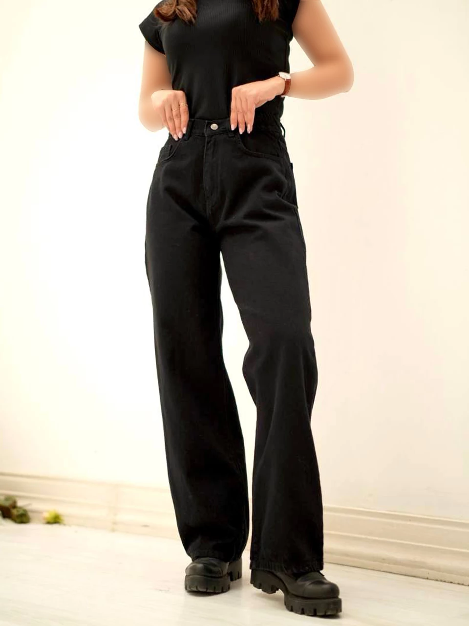 شلوار جین نیم بگ 10311 کمر کش RY