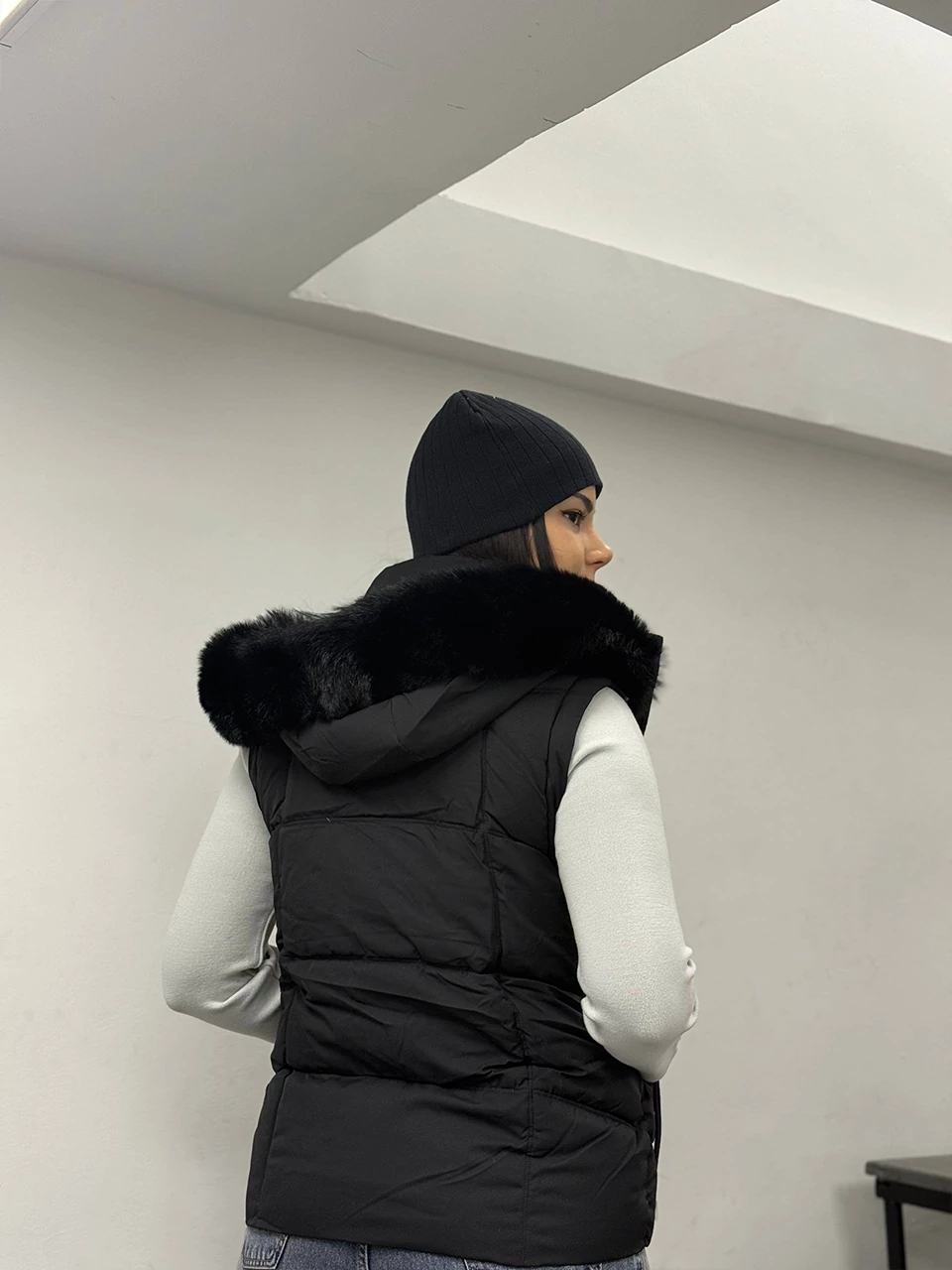 کاپشن میدی 826 آستین جدا شو کلاه خزدار RY