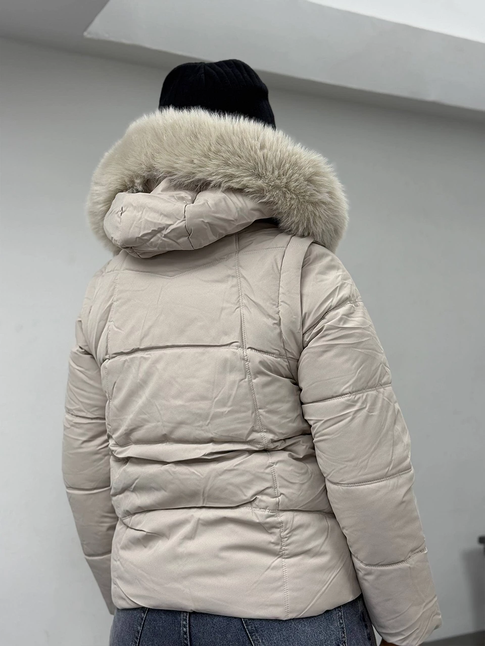 کاپشن میدی 826 آستین جدا شو کلاه خزدار RY