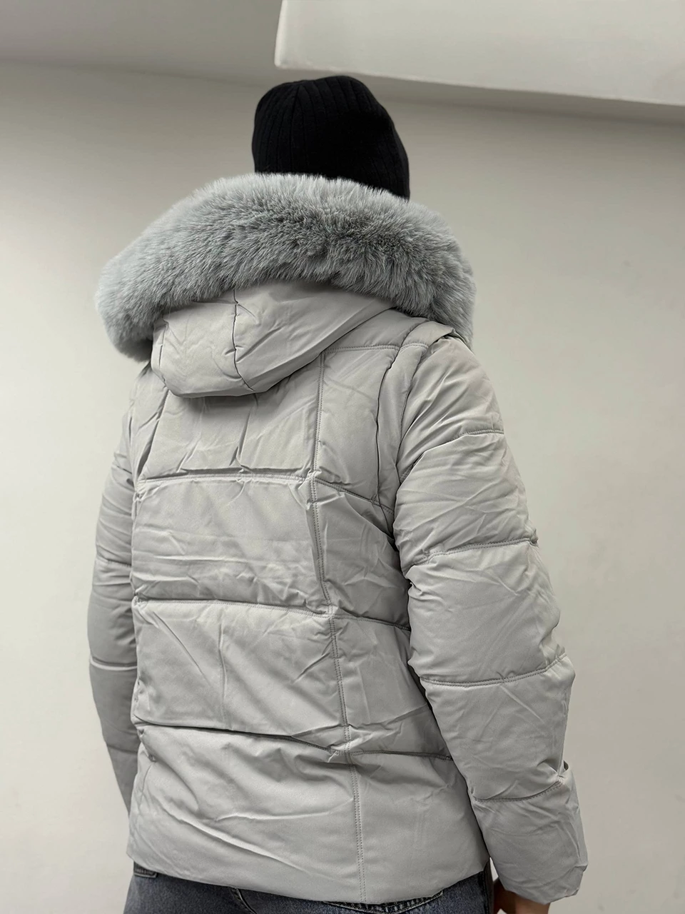 کاپشن میدی 826 آستین جدا شو کلاه خزدار RY