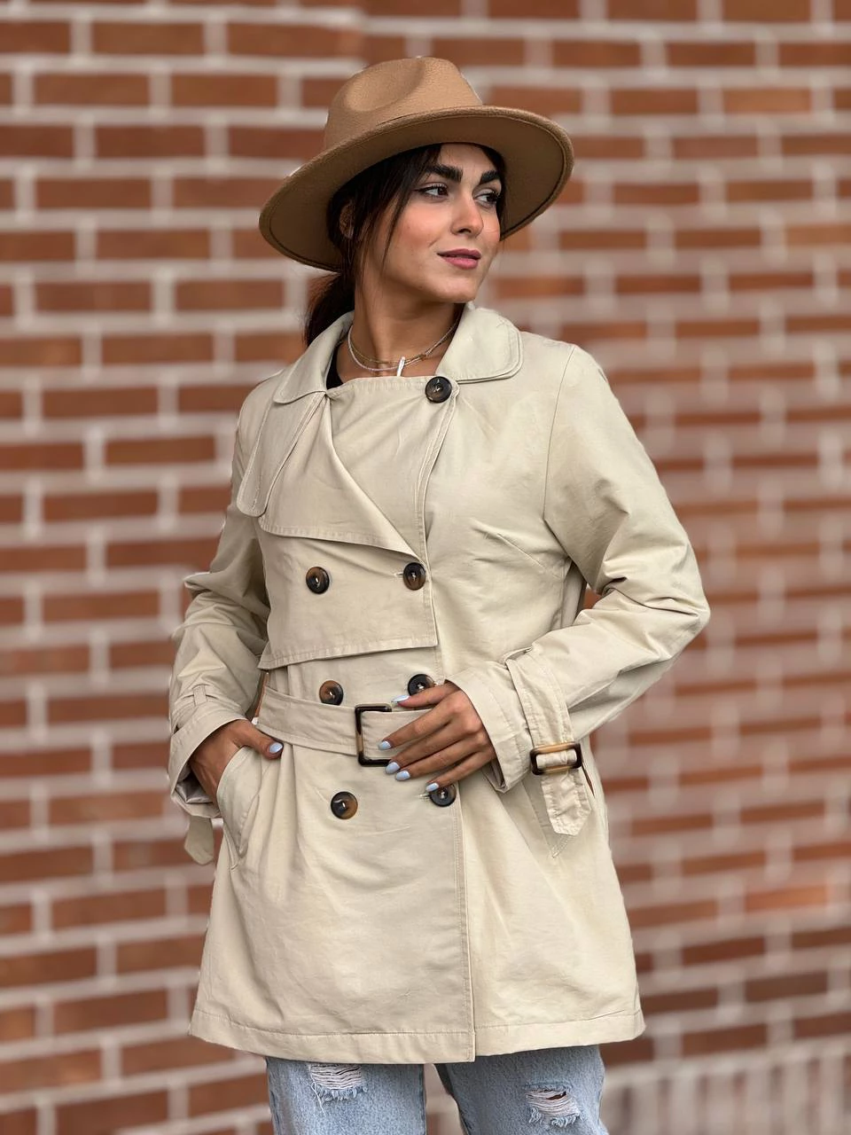 بارانی میدی 71206 کتان دو یقه RY