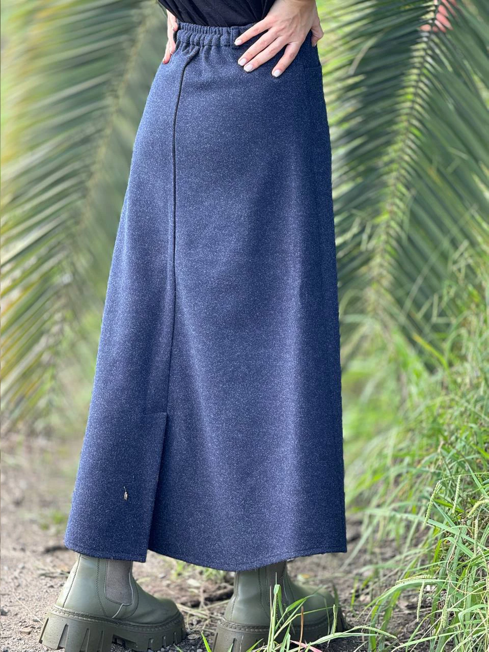 دامن پارچه ای لانگ 31087 فوتر دو جیب RY