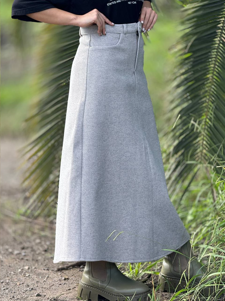 دامن پارچه ای لانگ 31087 فوتر دو جیب RY