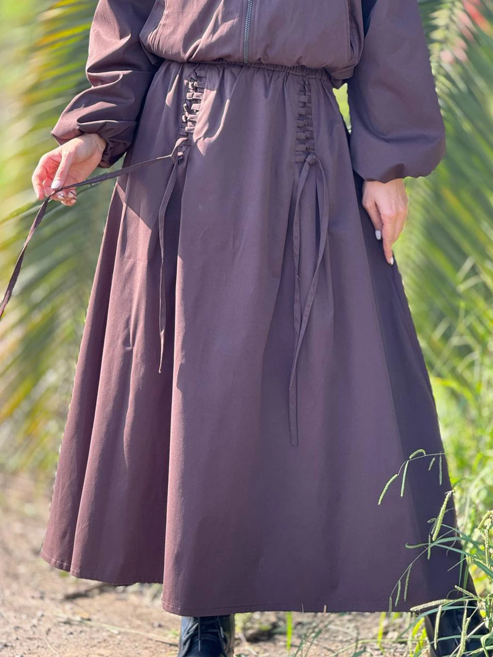 دامن پارچه ای لانگ 1306 پارکا بنددار RY