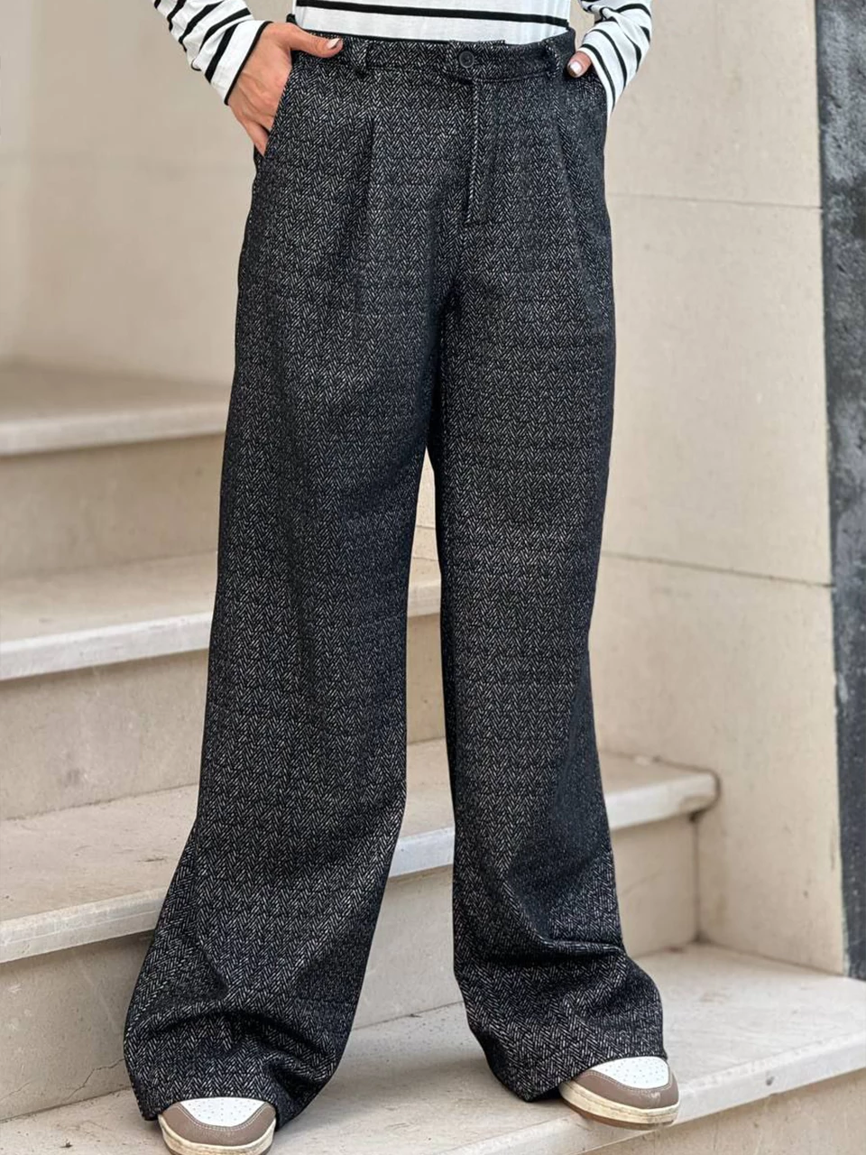 شلوار پارچه ای بگ 31091 کشمیر ژاکارد تک پیله RY