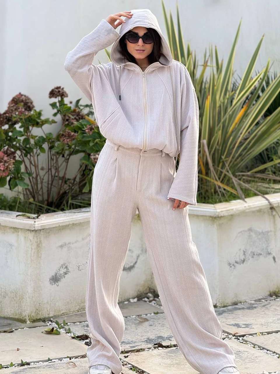 ست سوییشرت و شلوار 71242 مراکشی کلاهدار RY