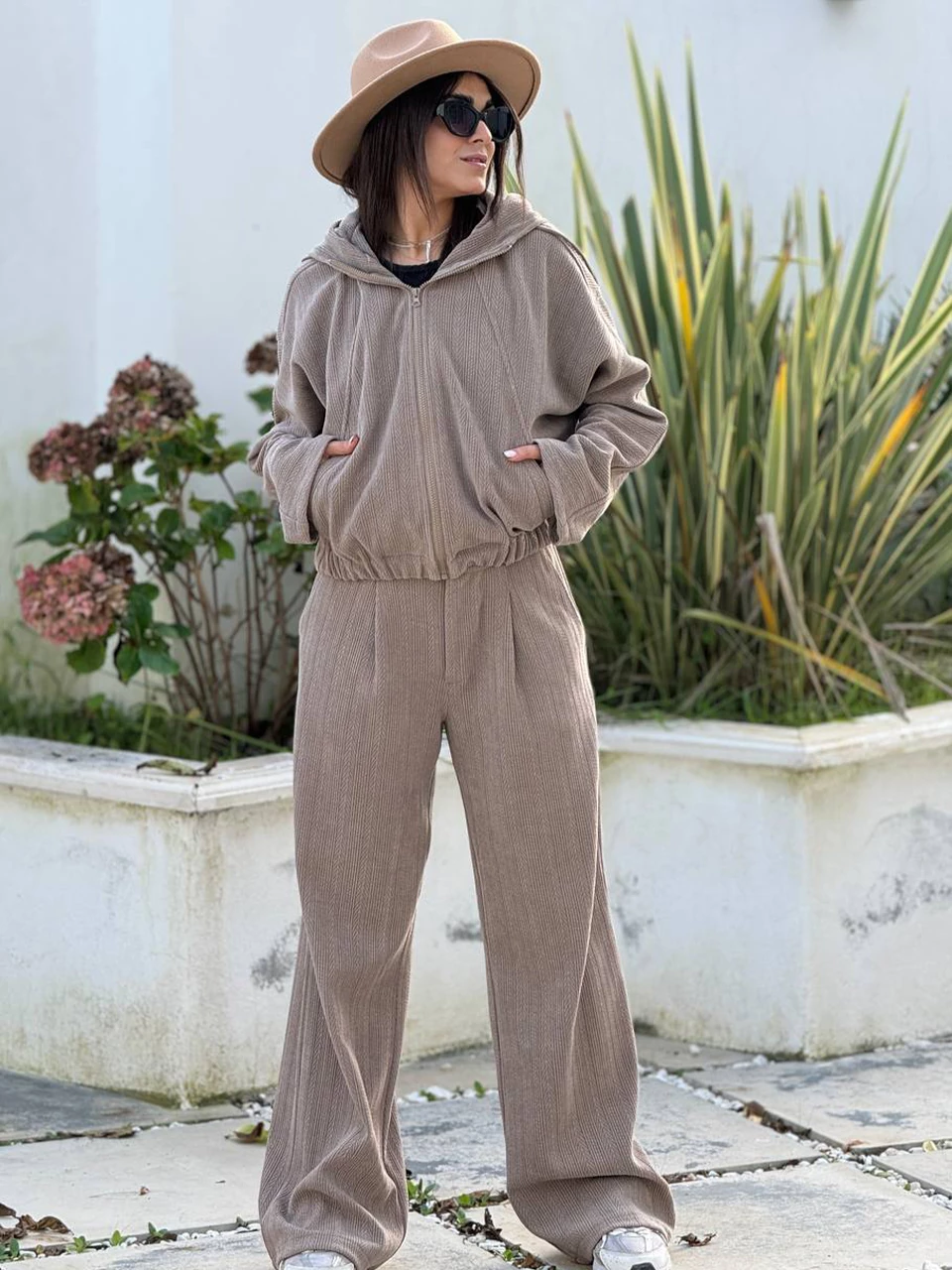 ست سوییشرت و شلوار 71242 مراکشی کلاهدار RY