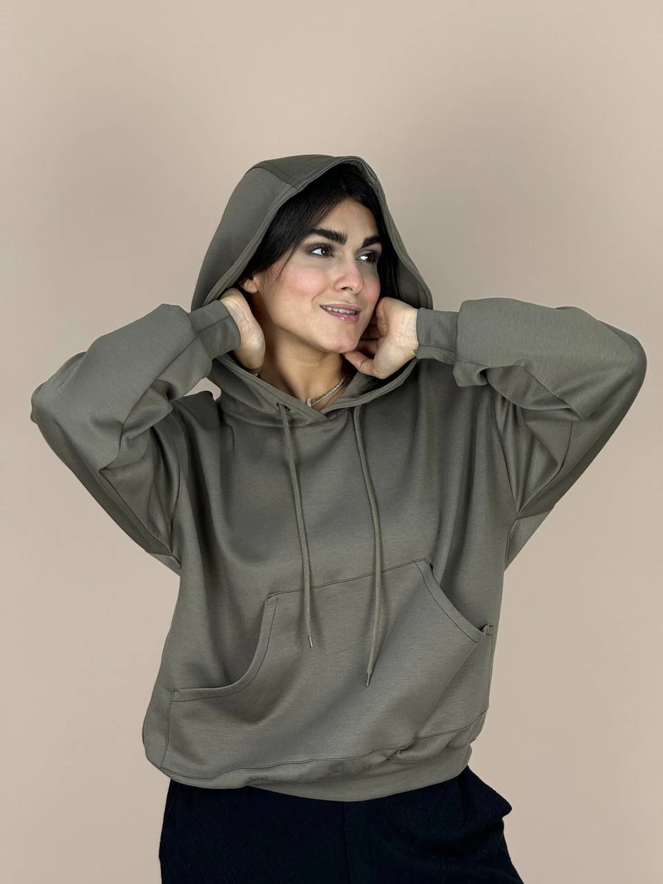 هودی زنانه میدی مدل ایشو ساده موشی کد 1058