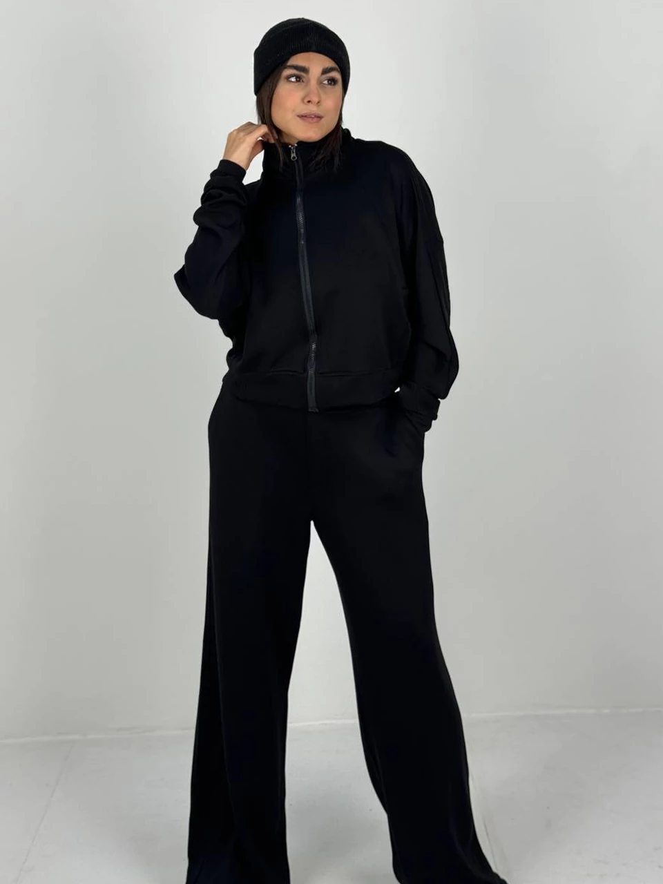 ست سوییشرت و شلوار بگ 71256 ایشو یقه ایستاده RY