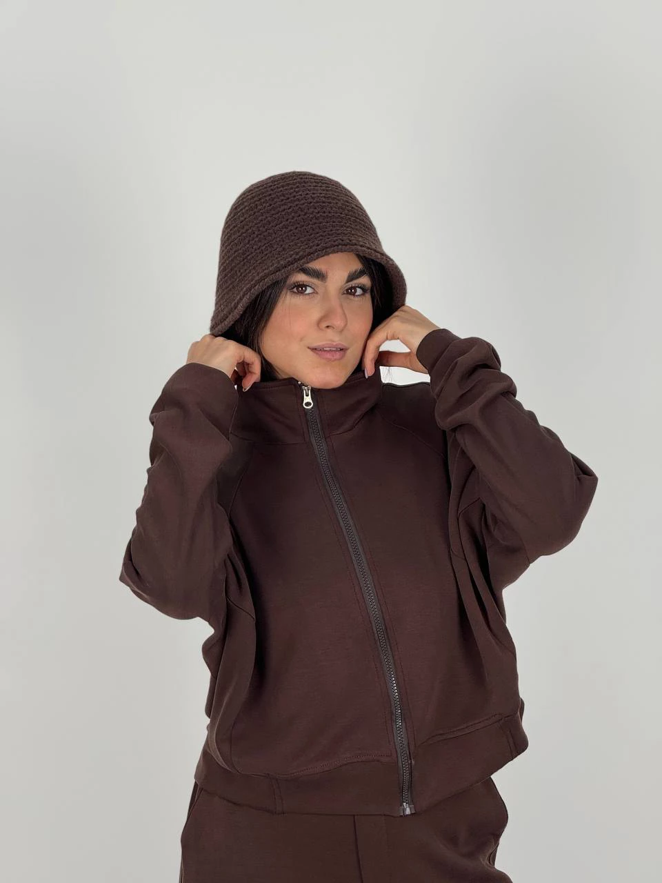 ست سوییشرت و شلوار بگ 71256 ایشو یقه ایستاده RY