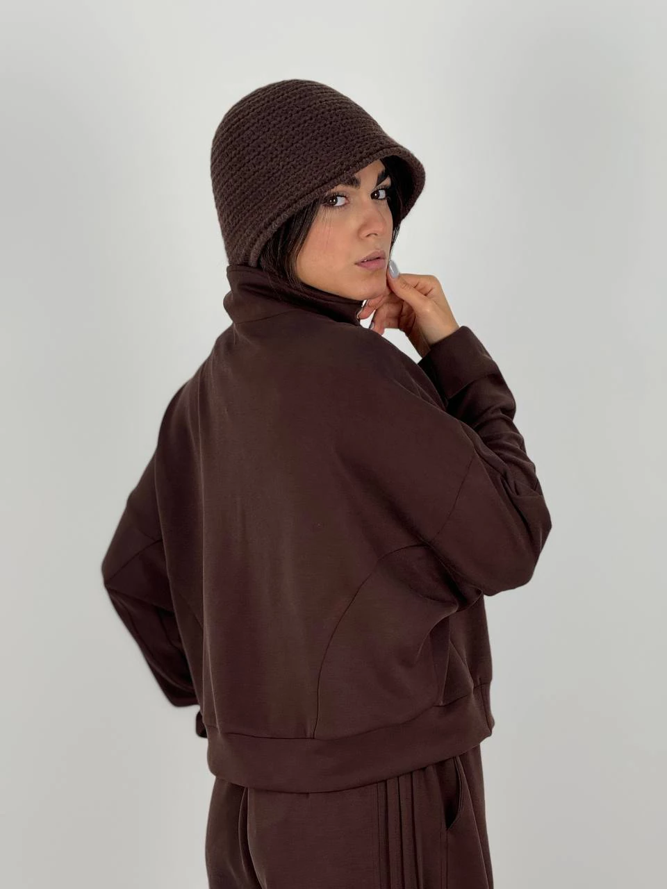 ست سوییشرت و شلوار بگ 71256 ایشو یقه ایستاده RY