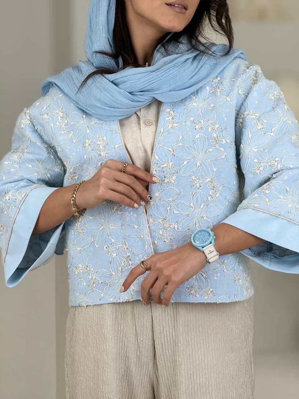 کت مینی 61504 لینن شنل گلدوزی RY