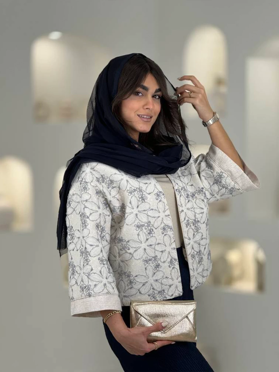 کت مینی 61504 لینن شنل گلدوزی RY