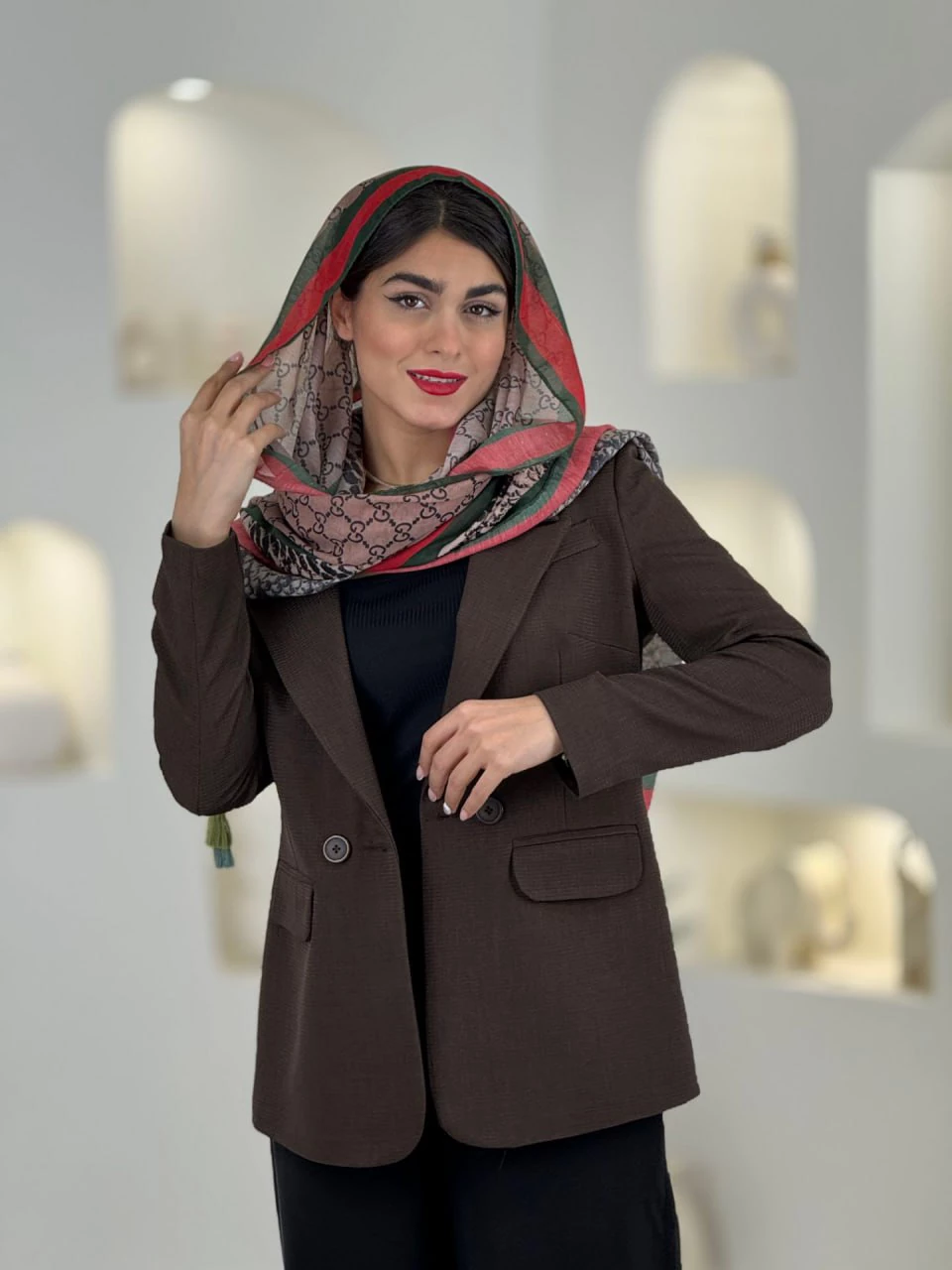 کت میدی 61531 آستین راه راه بیسکوئیتی RY