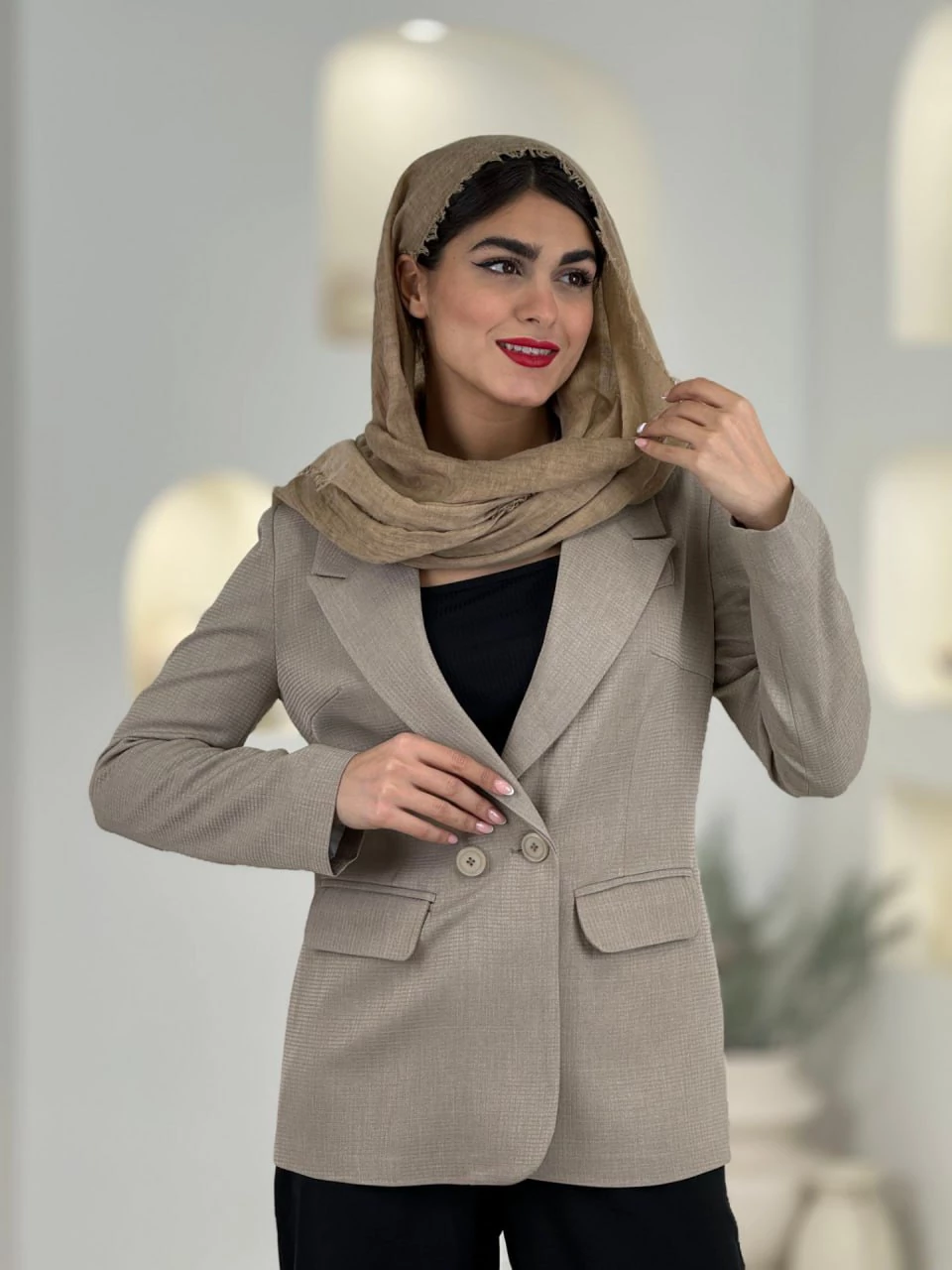کت میدی 61531 آستین راه راه بیسکوئیتی RY