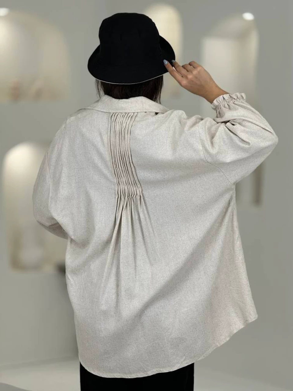 مانتو شومیزی 61503 پشت پیله مچ کش دار لینن RY
