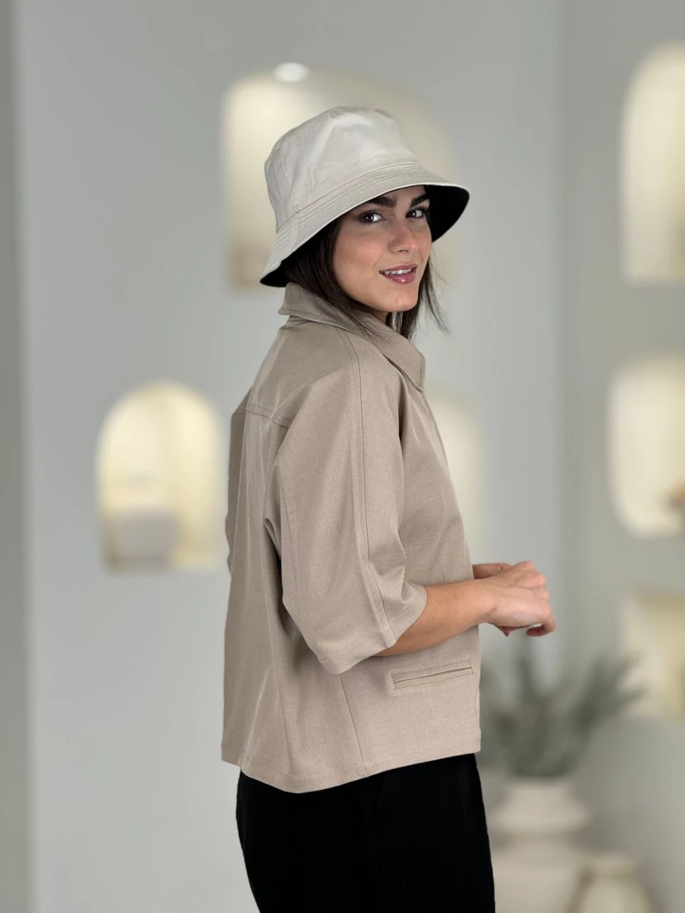 شومیز بامبر 61516 آستین کیمونو گاباردین RY