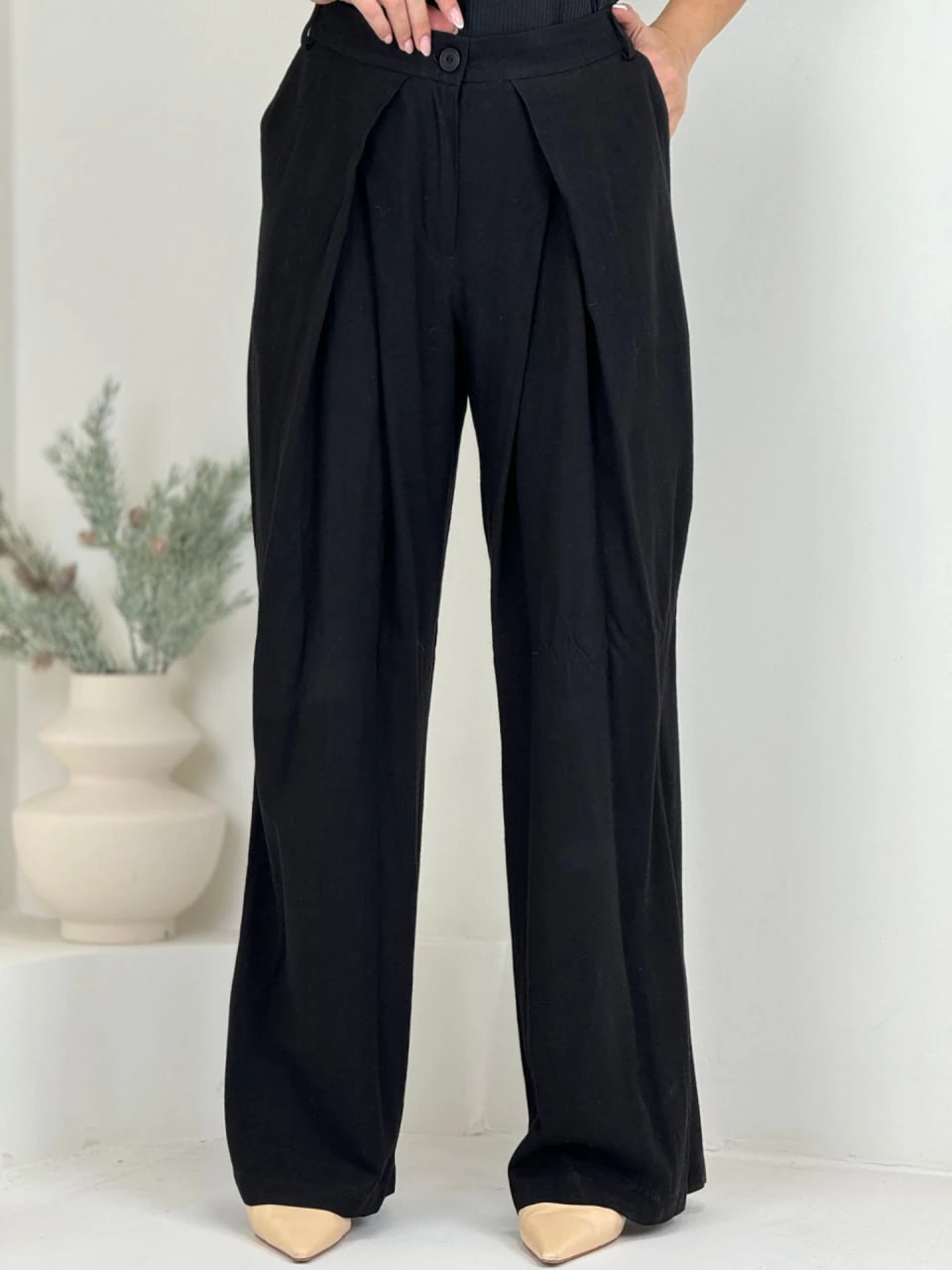شلوار پارجه ای واید 31121 لینن دو پیله RY