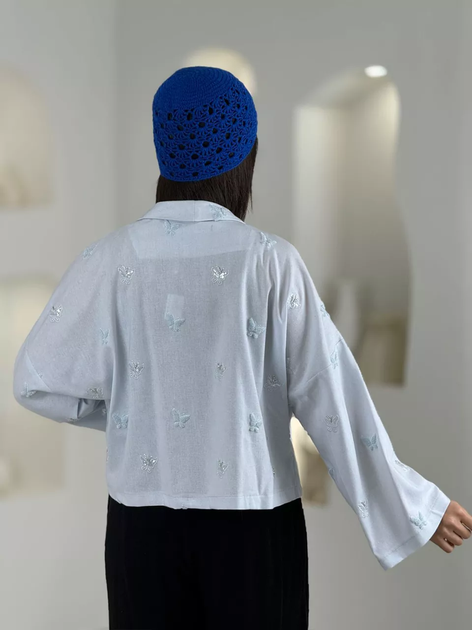 کت مینی 61572 لینن امبردی یقه آمریکایی RY