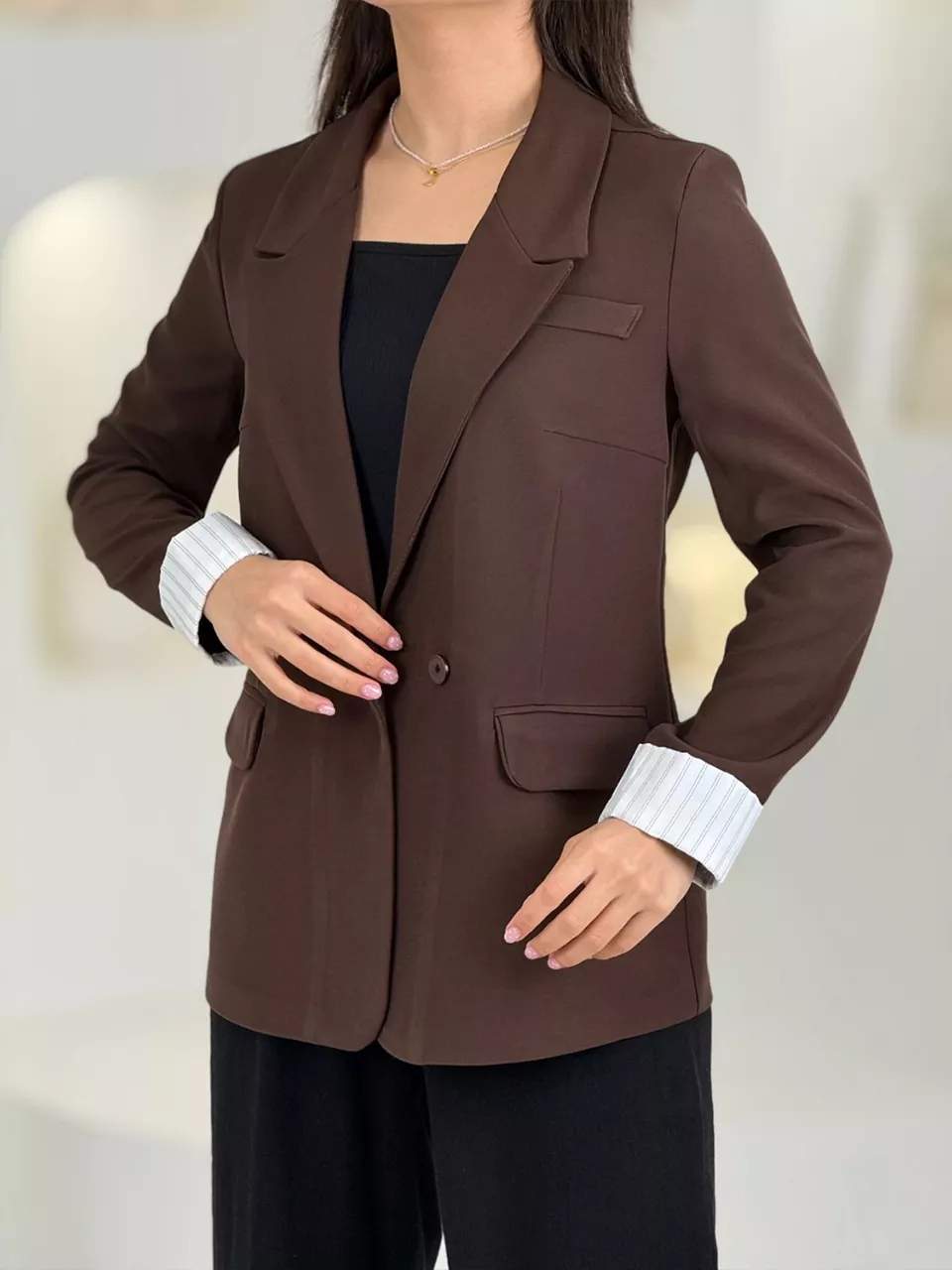کت میدی 61574 یقه بلیزر مچ آستردار RY