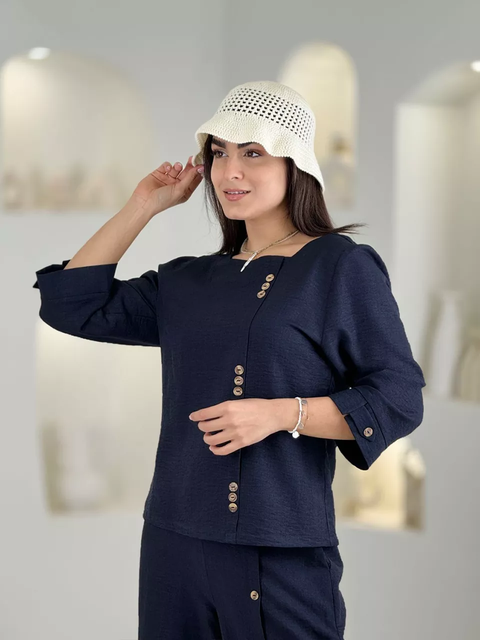 ست بلوز و شلوار 61565 دکمه دار لوئیزا RY