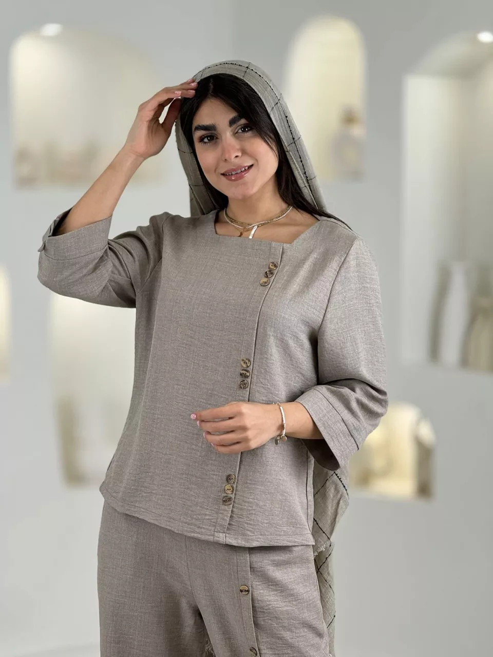 ست بلوز و شلوار 61565 دکمه دار لوئیزا RY