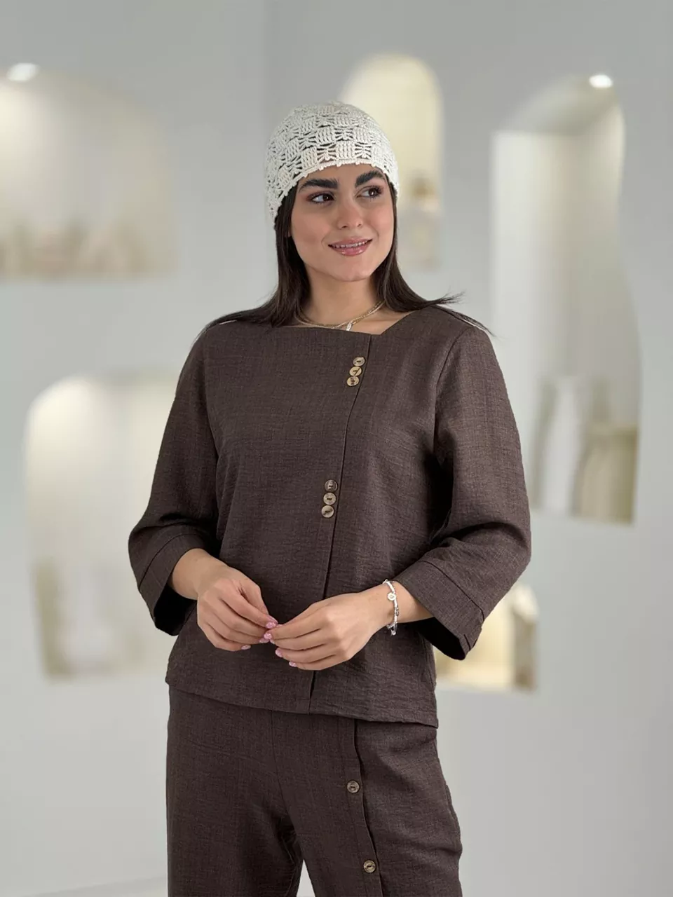 ست بلوز و شلوار 61565 دکمه دار لوئیزا RY