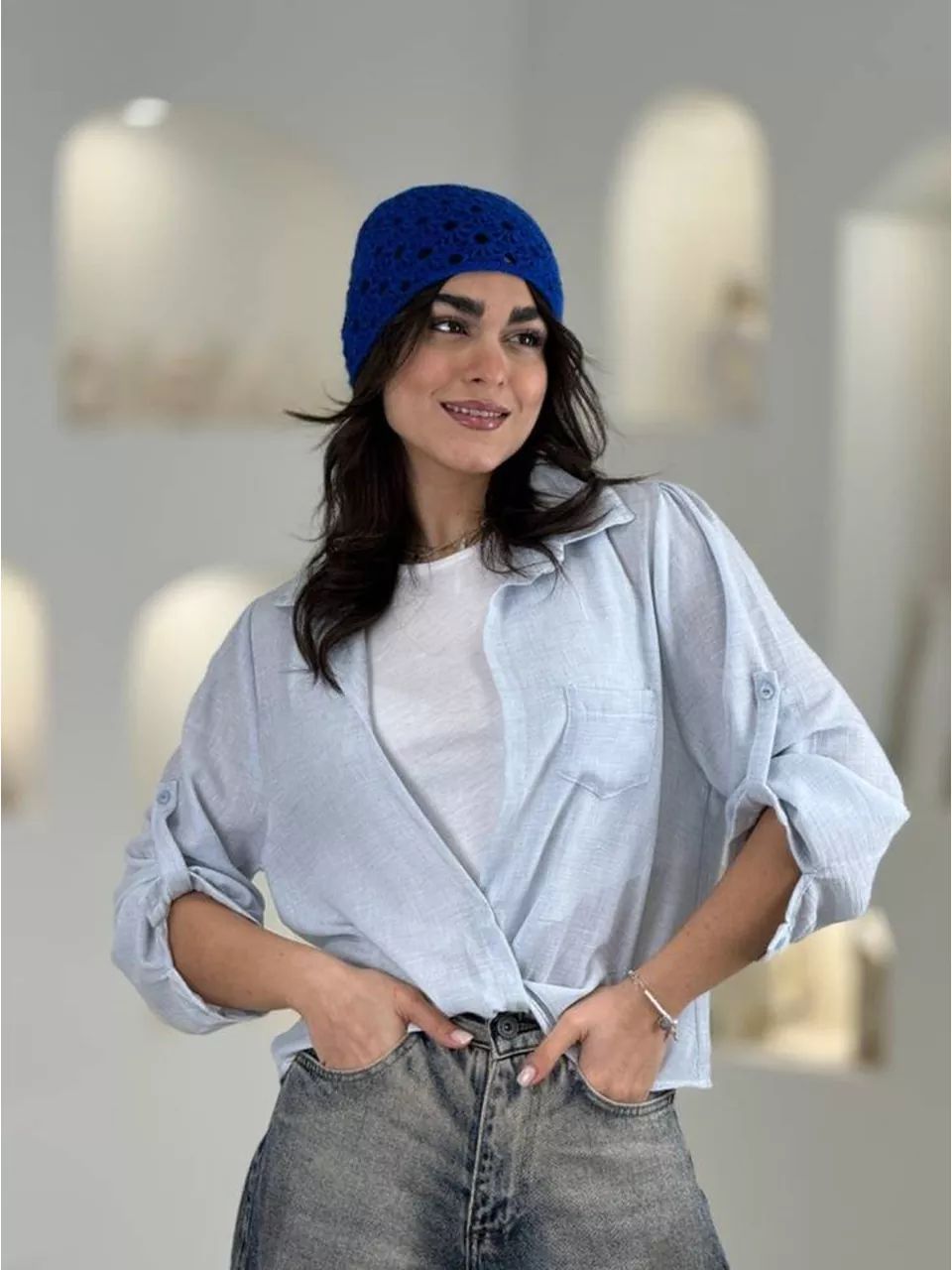مانتو شومیزی 61535 جلوگره ی تاپ دار داماسک RY