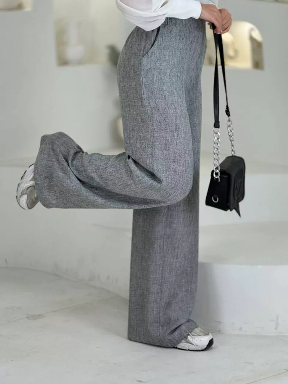 شلوار پارچه ای بگ 31151 کمرکش دو تون RY