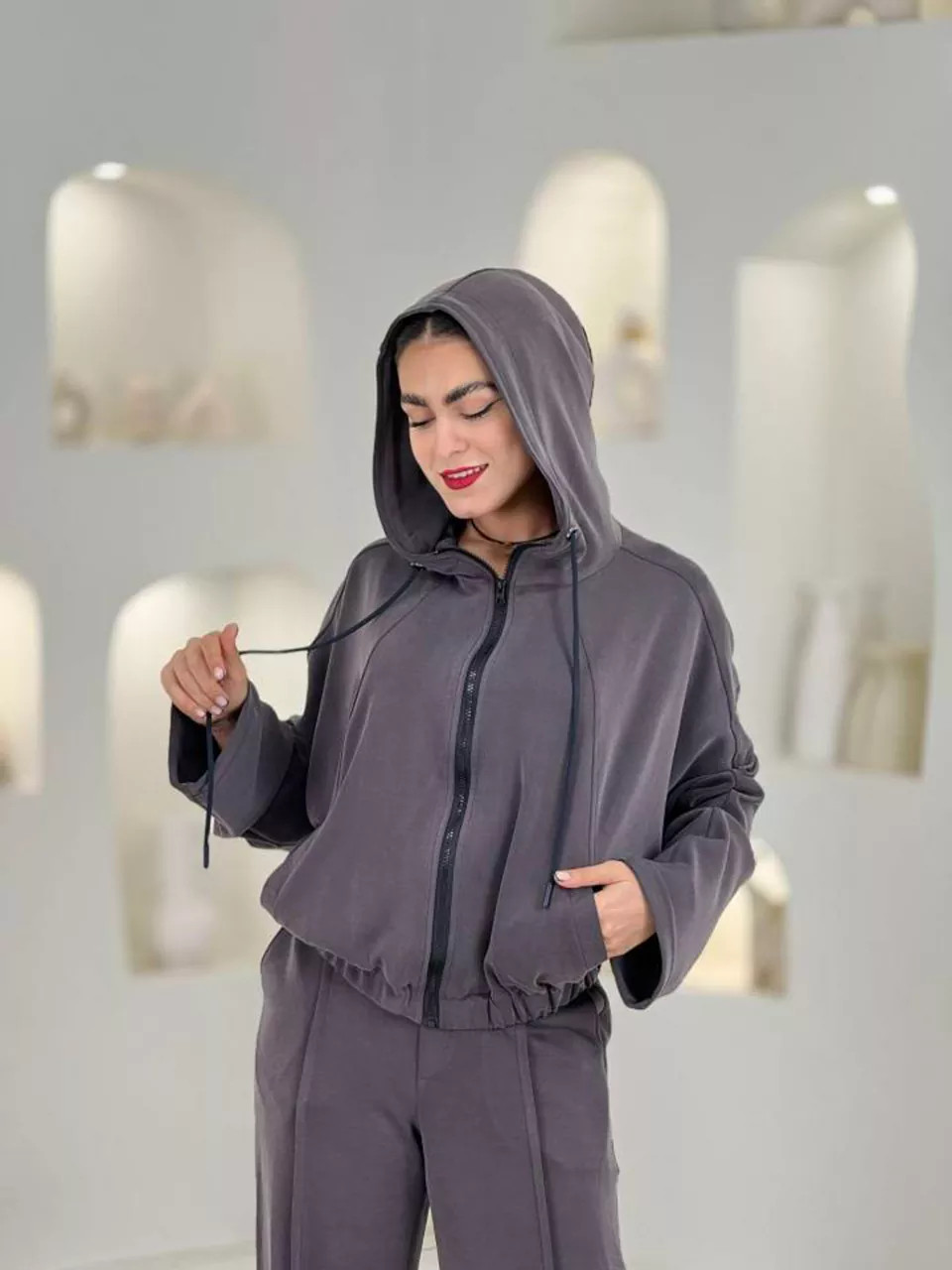 ست سوییشرت و شلوار 61566 ایشو کلاهدار RY