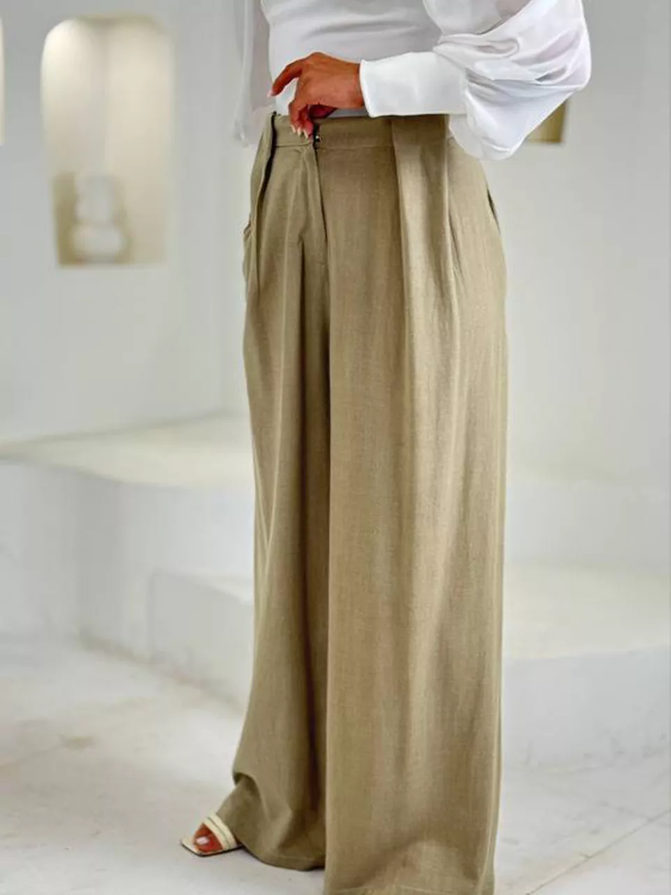 شلوار پارچه ای بگ 31158 پل سر خود لینن سندواش RY