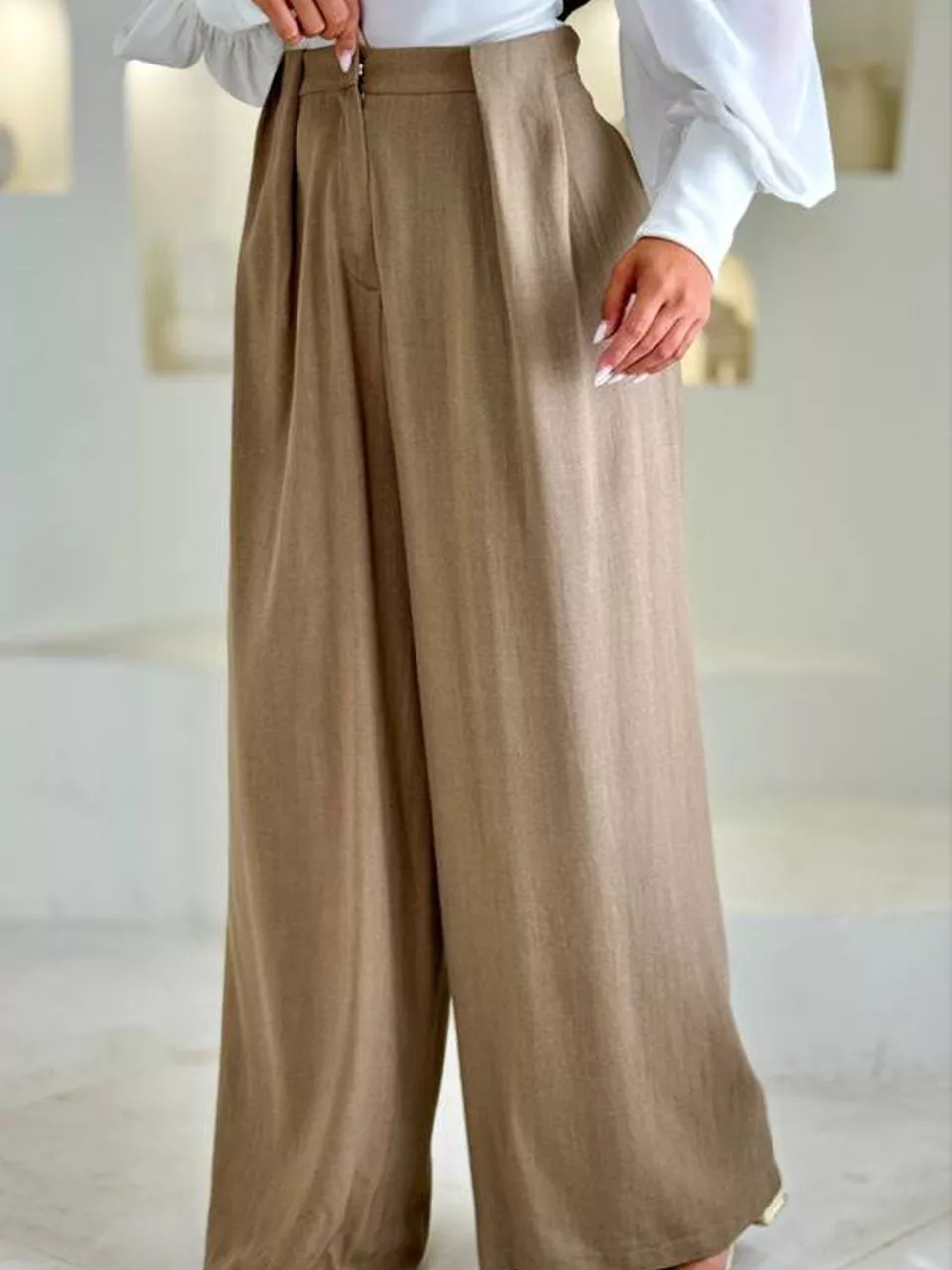 شلوار پارچه ای بگ 31158 پل سر خود لینن سندواش RY