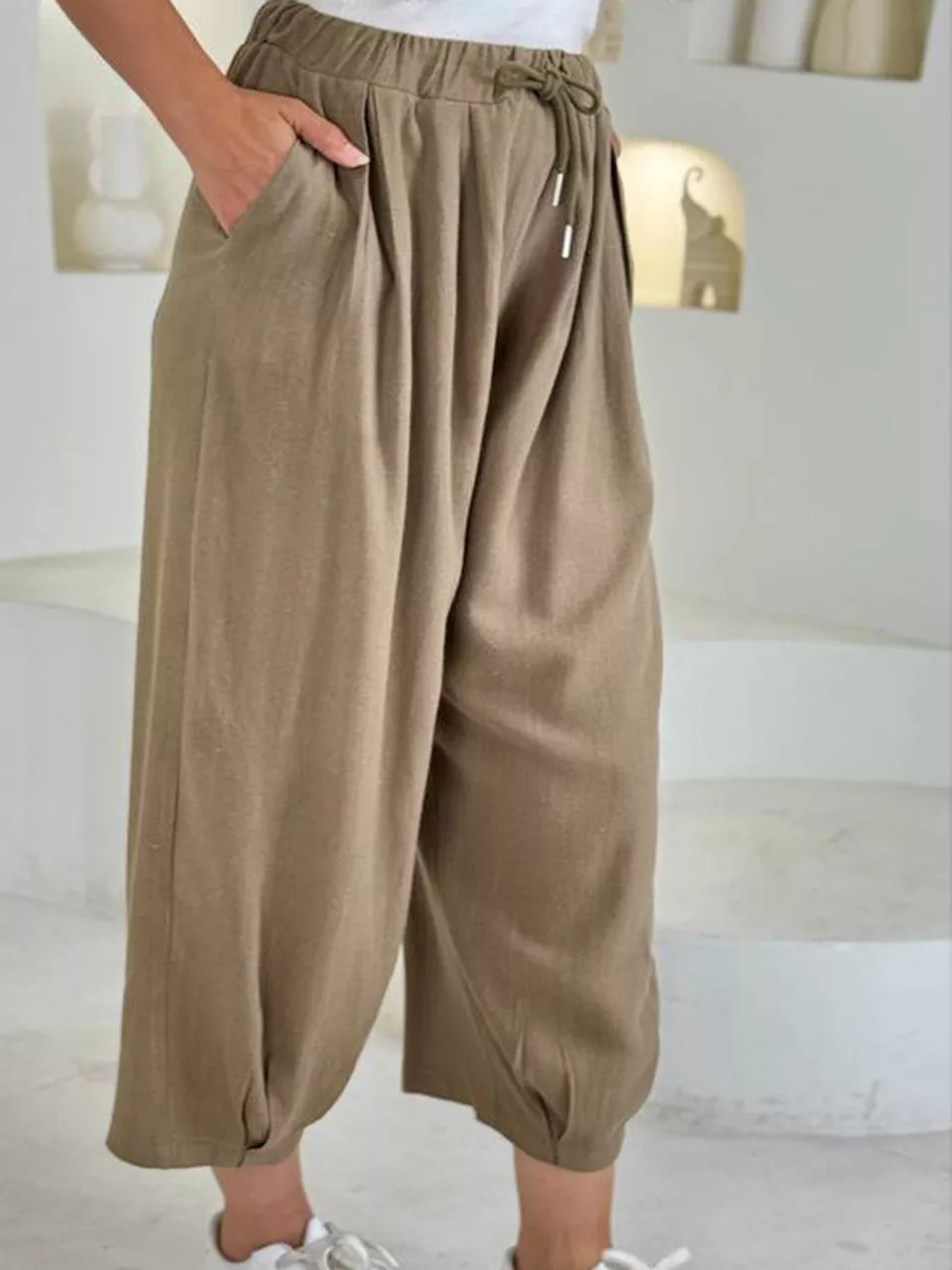 شلوار پارچه ای بگ 31161 مچ پیلی لینن RY