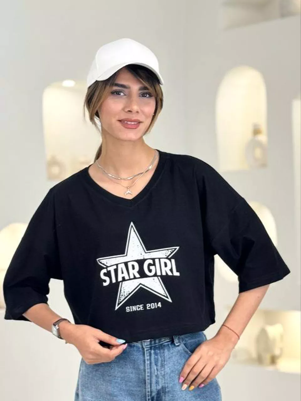 تی شرت باکسی 21140 کراپ RY - STAR GIRL