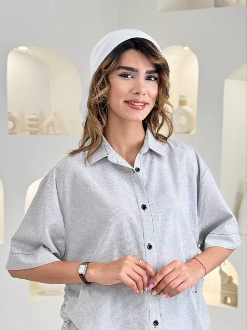 مانتو شومیزی 61668 بغل گت دار پنبه RY