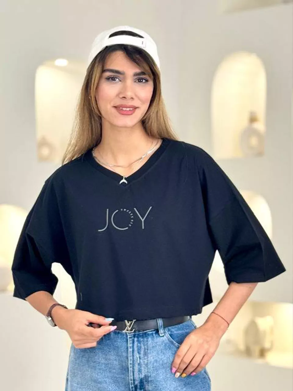 تی شرت باکسی 21141 کراپ RY - joy