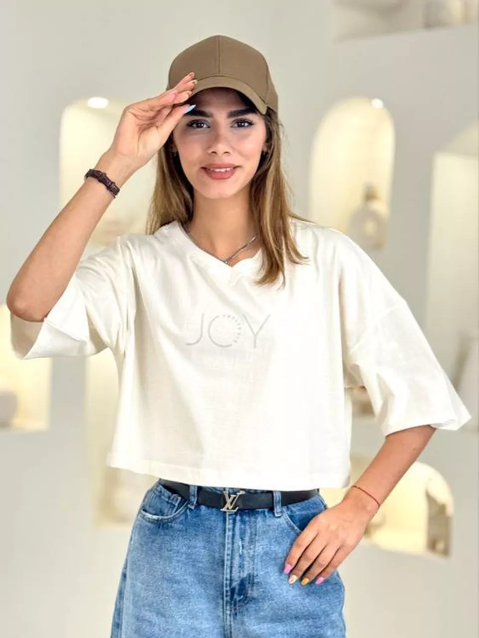 تی شرت باکسی 21141 کراپ RY - joy