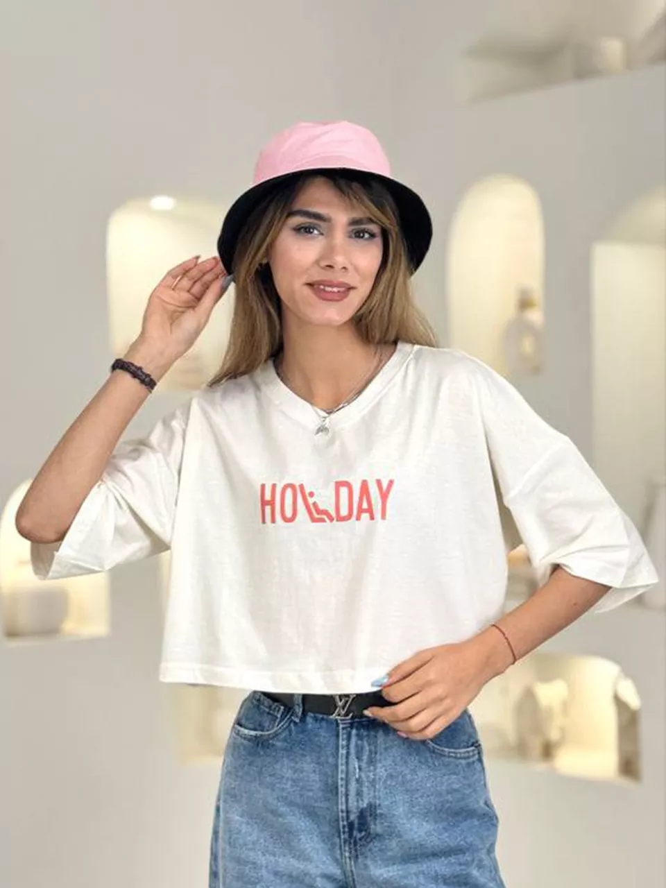 تی شرت باکسی 21143 کراپ RY - holiday