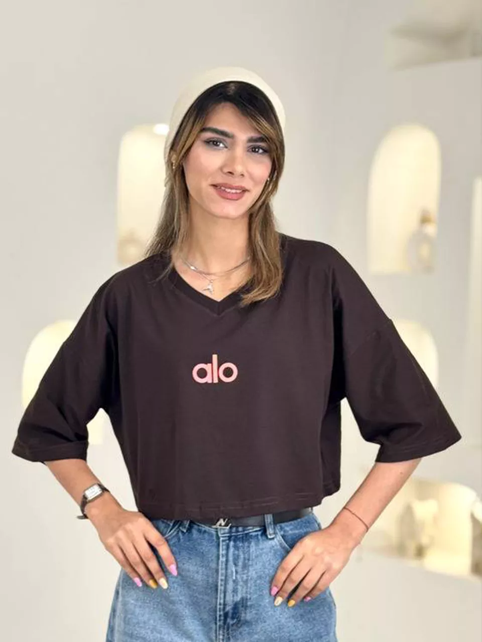 تی شرت باکسی 21145 کراپ RY - alo