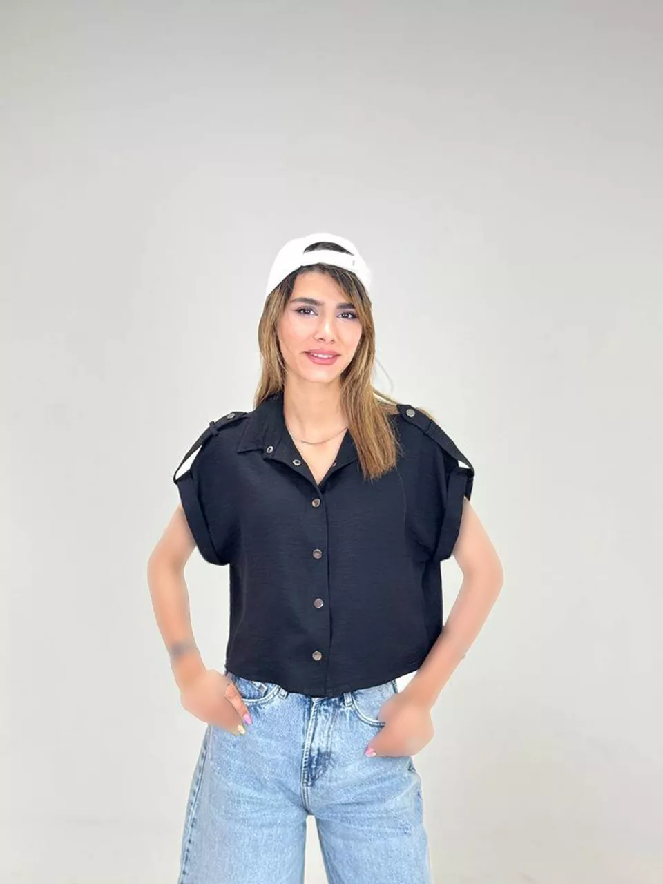 شومیز آستین کوتاه 61680 پاگن دار RY