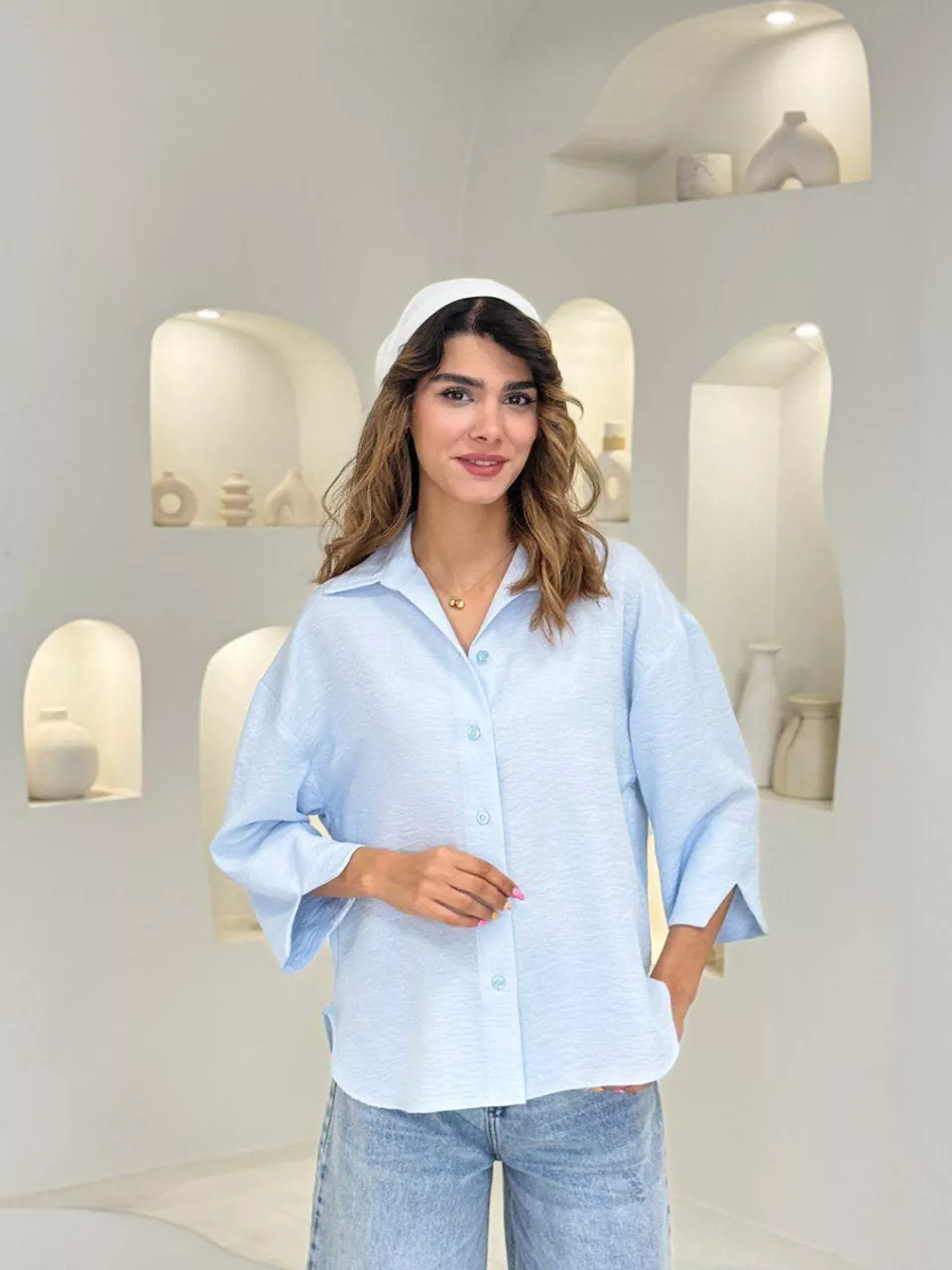 مانتو شومیزی 61653 لینن کریستان بغل هلال RY