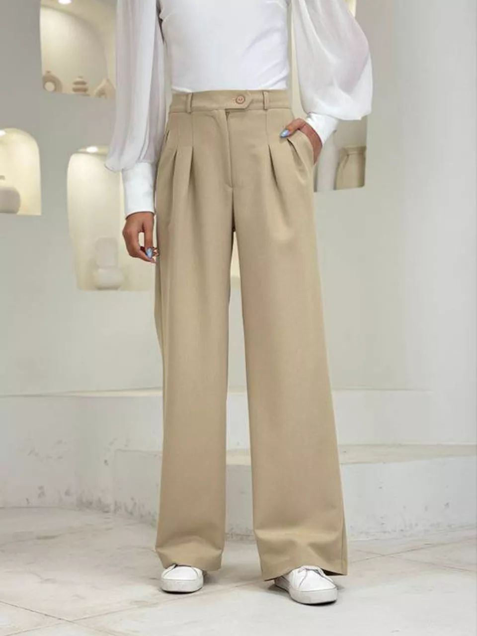 شلوار پارچه ای بگ 31163 گاباردین کمر مثلثی RY