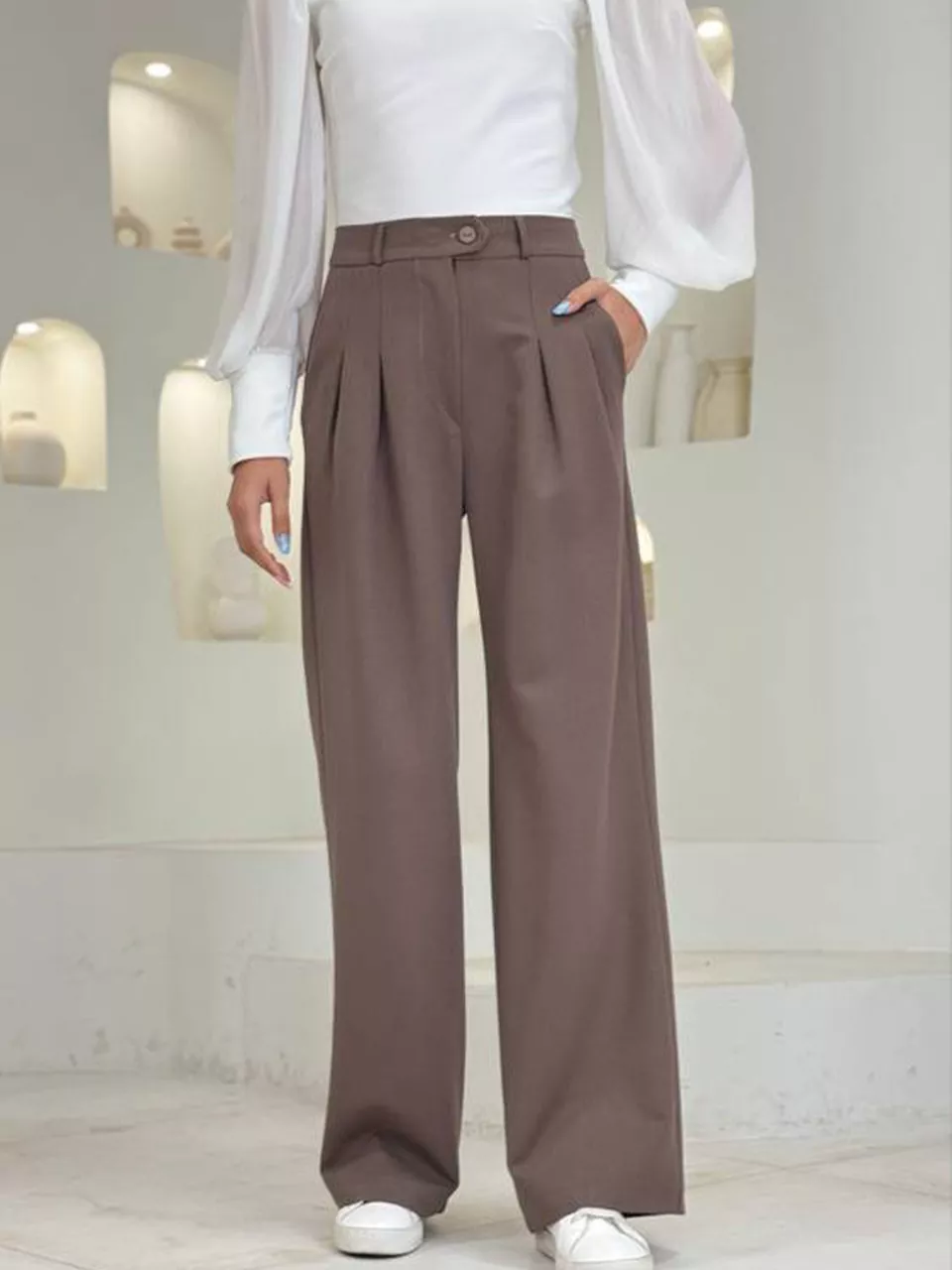 شلوار پارچه ای بگ 31163 گاباردین کمر مثلثی RY