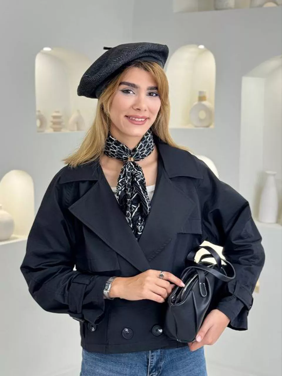 بارانی مینی 71318 کلاه دار کتان RY