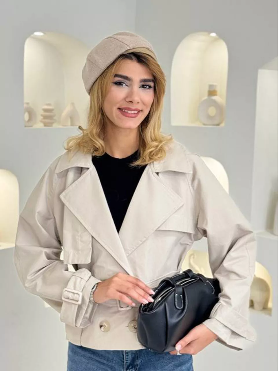 بارانی مینی 71318 کلاه دار کتان RY